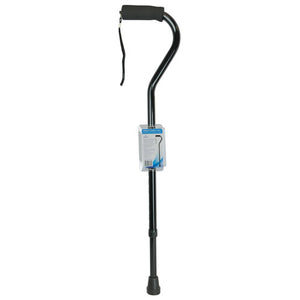 Cane, Soft Foam Offset Handle, Blue Jay, Black with Strap